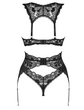 Кружевной комплект с поясом для чулок Obsessive DONNA DREAM SET, Цвет: черный, Размеры: XS/S, изображение 5