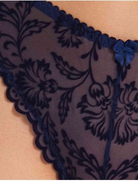 Трусы стринги с флоком Simona M 003 бархат темно-синий, Цвет: бархат темно-синий, Размеры: L, изображение 2