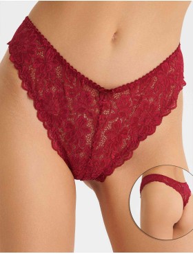 Кружевные трусы стринги Simona M 003 румба, Цвет: румба, Размеры: 2XL