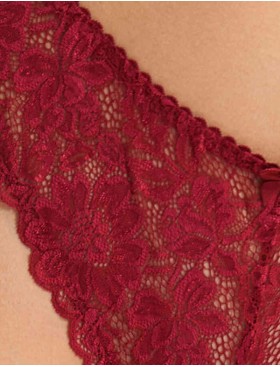 Кружевные трусы стринги Simona M 003 румба, Цвет: румба, Размеры: 2XL, изображение 2