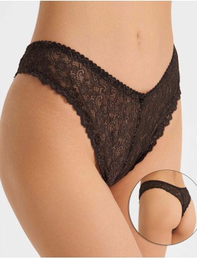 Кружевные трусы стринги Simona M 003 шоколад, Цвет: шоколад, Размеры: L