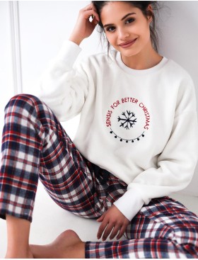 Теплая пижама с фланелевыми брюками Sensis BETTER, Цвет: белый, Размеры: S