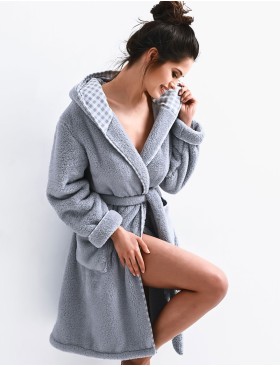Теплый халат с капюшоном Sensis GIAVANNA, Цвет: серый, Размеры: S/M