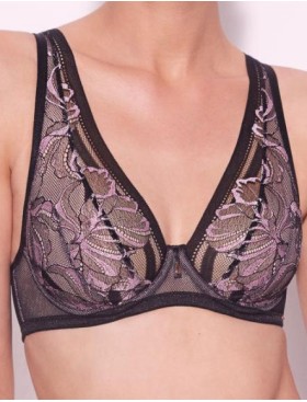 Кружевной бюстгальтер Alles GLOSSY IRIS M BRALETTE black/pink, Цвет: черный, Размеры: 70C