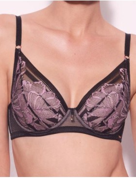 Бюстгальтер пуш-ап Alles GLOSSY IRIS P-UP black/pink, Цвет: черный, Размеры: 70C