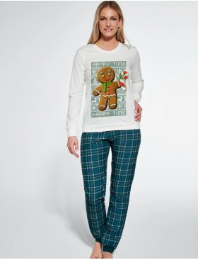 Женская пижама хлопковая Cornette 671 COOKIE, Цвет: экрю/зеленый, Размеры: M, изображение 2