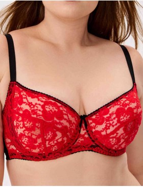 Бюстгальтер с мягкими кружевными чашками Lina A 6010 черно-красный, Цвет: черно-красный, Размеры: 70F