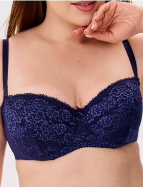 Бюстгальтер балконет анжелика Lina A 6035 темно-синий, Цвет: темно-синий, Размеры: 80F