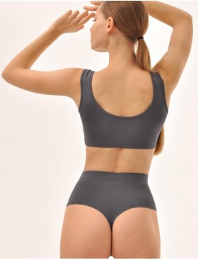 Высокие трусы стринги MY DS102 пепел, Цвет: серый, Размеры: S, изображение 4