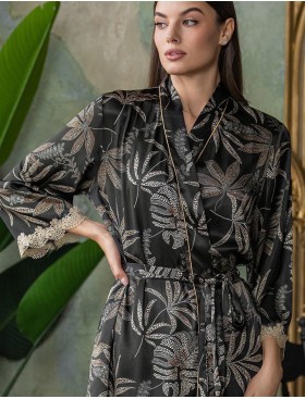 Шелковый короткий халат Mia-Amore ALYSSON 4033, Цвет: черный, Размеры: L/XL, изображение 4