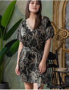 Шелковая туника для дома Mia-Amore ALYSSON 4034, Цвет: черный, Размеры: 4XL/5XL