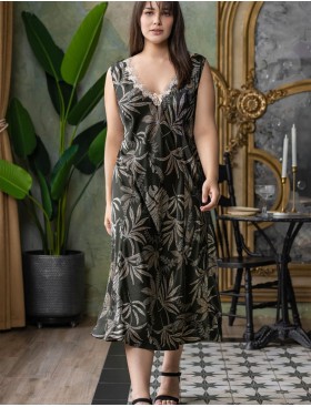 Длинная шелковая сорочка Mia-Amore ALYSSON 4038, Цвет: черный, Размеры: 5XL, изображение 3