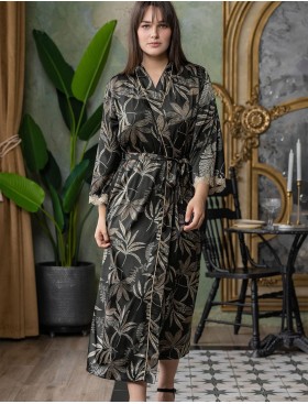 Длинный халат из шелка Mia-Amore ALYSSON 4039, Цвет: черный, Размеры: 2XL/3XL