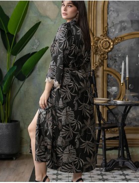 Длинный халат из шелка Mia-Amore ALYSSON 4039, Цвет: черный, Размеры: 2XL/3XL, изображение 2