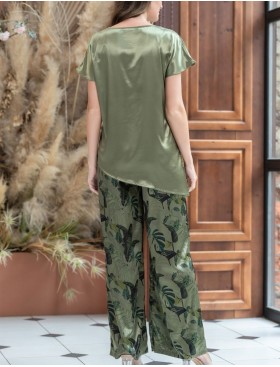 Шелковый брючный костюм Mia-Amore TEANA 4006, Цвет: оливковый, Размеры: XL, изображение 2