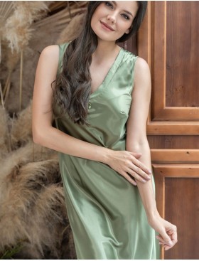 Сорочка шелковая длинная Mia-Amore TEANA 4008, Цвет: оливковый, Размеры: 5XL