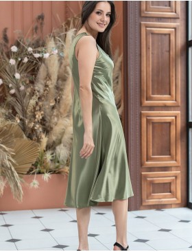 Сорочка шелковая длинная Mia-Amore TEANA 4008, Цвет: оливковый, Размеры: 5XL, изображение 2