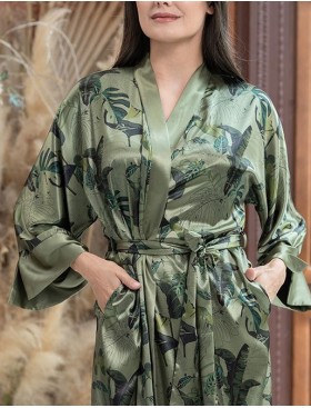 Длинный халат-кимоно Mia-Amore TEANA 4009, Цвет: оливковый, Размеры: L/XL, изображение 3