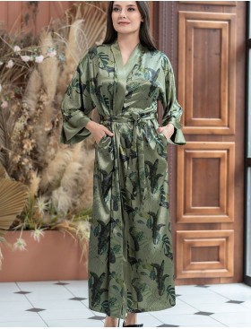 Длинный халат-кимоно Mia-Amore TEANA 4009, Цвет: оливковый, Размеры: L/XL, изображение 4