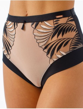 Трусы высокие Coquette Revue SAUVAGE 62128-18, Цвет: телесный с черным, Размеры: S