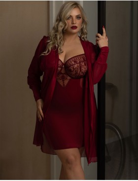 Сексуальная сорочка с чашками Kris Line RUBIN halka soft full cup, Цвет: гранат, Размеры: 65HH, изображение 3