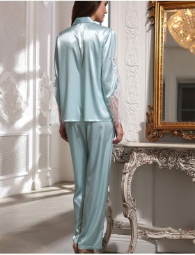 Шелковая брючная пижама Mia-Amore CHANTAL 3196 мятный, Цвет: мята, Размеры: L, изображение 2