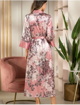 Шелковый халат на пуговицах Mia-Amore BRENDA 3849, Цвет: античная роза, Размеры: M, изображение 2