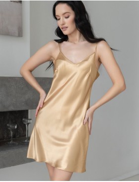 Однотонная атласная сорочка Mia-Mella DOLORES 7360 золотой, Цвет: золотой, Размеры: 4XL, изображение 3