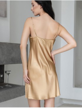 Однотонная атласная сорочка Mia-Mella DOLORES 7360 золотой, Цвет: золотой, Размеры: 4XL, изображение 2