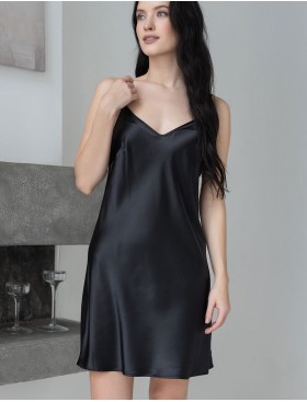 Черная атласная сорочка Mia-Mella DOLORES 7360B, Цвет: черный, Размеры: 2XL, изображение 3