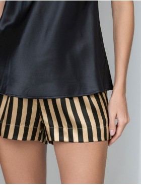 Атласная пижама с шортами в полоску Mia-Mella DOLORES 7362B черный, Цвет: черный, Размеры: XS, изображение 5