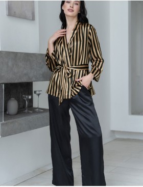 Атласный костюм тройка Mia-Mella DOLORES 7366, Цвет: золотой+черный, Размеры: S