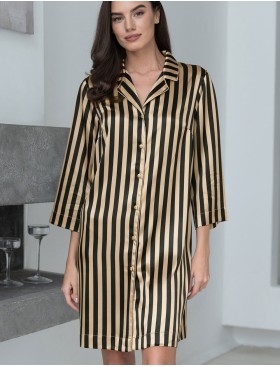 Атласная домашняя рубашка Mia-Mella DOLORES 7367, Цвет: золотой+черный, Размеры: M