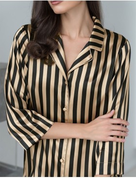 Атласная домашняя рубашка Mia-Mella DOLORES 7367, Цвет: золотой+черный, Размеры: M, изображение 4