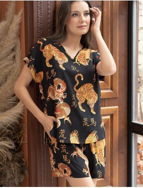 Женский комплект из вискозы Mia-Amore DRAGON 5082, Цвет: черный, Размеры: S