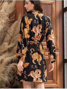 Халат-кимоно из вискозы Mia-Amore DRAGON 5083, Цвет: черный, Размеры: L/XL, изображение 2