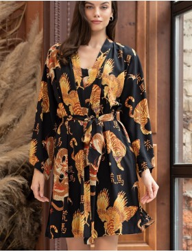 Халат-кимоно из вискозы Mia-Amore DRAGON 5083, Цвет: черный, Размеры: L/XL, изображение 3