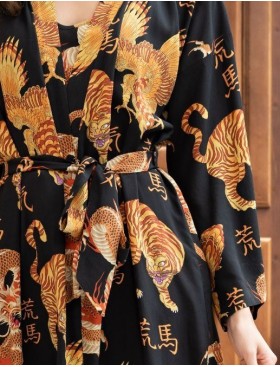 Халат-кимоно из вискозы Mia-Amore DRAGON 5083, Цвет: черный, Размеры: L/XL, изображение 4