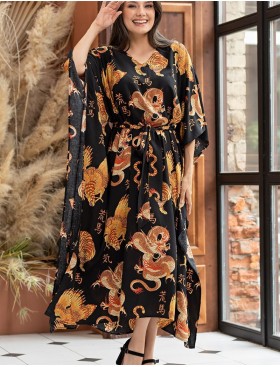 Платье туника для дома Mia-Amore DRAGON 5088, Цвет: черный, Размеры: 2XL/3XL