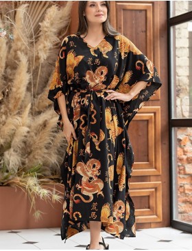 Платье туника для дома Mia-Amore DRAGON 5088, Цвет: черный, Размеры: 2XL/3XL, изображение 3