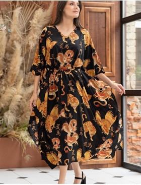 Платье туника для дома Mia-Amore DRAGON 5088, Цвет: черный, Размеры: 2XL/3XL, изображение 4