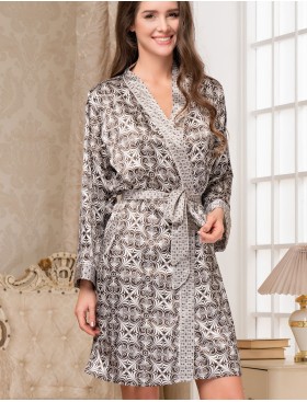 Атласный домашний халат Mia-Amore PATRICIA 8413, Цвет: молочный шоколад, Размеры: 4XL/5XL, изображение 3