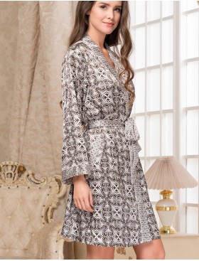 Атласный домашний халат Mia-Amore PATRICIA 8413, Цвет: молочный шоколад, Размеры: 4XL/5XL, изображение 4