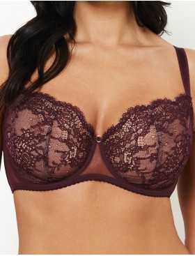 Мягкий кружевной балконет Subtille DOLORES soft balconette, Цвет: бордовый, Размеры: 65F