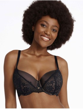 Кружевной поролоновый бюстгальтер Esotiq ILUSION 41031 черный+графит, Цвет: черный+графит, Размеры: 70E, изображение 3