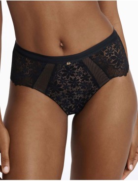 Кружевные высокие трусы Esotiq ILUSION 41091 черный+графит, Цвет: черный+графит, Размеры: S