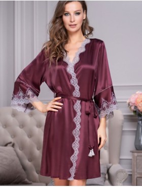 Шелковый халат-кимоно Mia-Amore LAURA 3293 бордовый, Цвет: бордовый, Размеры: L/XL