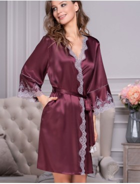 Шелковый халат-кимоно Mia-Amore LAURA 3293 бордовый, Цвет: бордовый, Размеры: L/XL, изображение 4