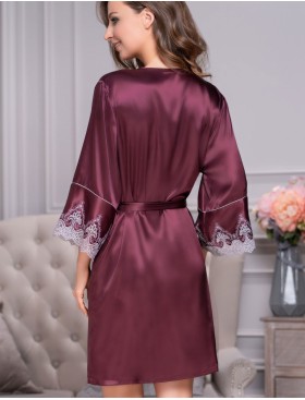 Шелковый халат-кимоно Mia-Amore LAURA 3293 бордовый, Цвет: бордовый, Размеры: L/XL, изображение 2