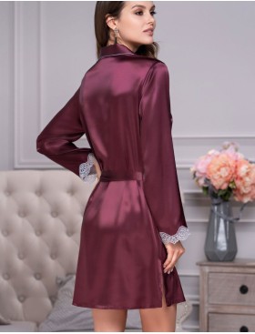 Шелковый халат-рубашка Mia-Amore LAURA 3297 бордовый, Цвет: бордовый, Размеры: XL, изображение 2